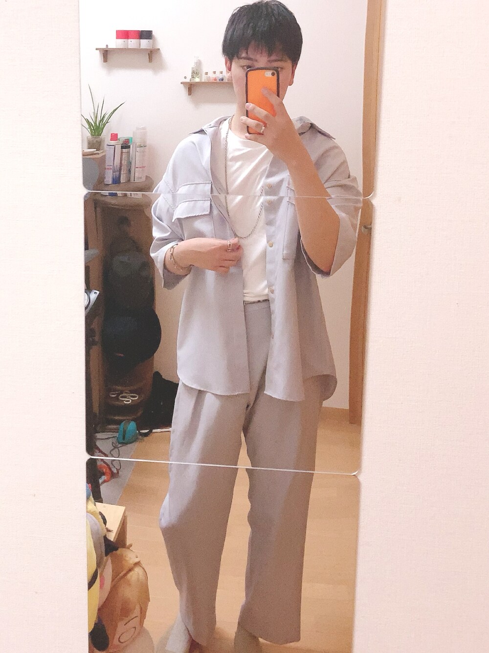 「WYM LIDNMの【WYM LIDNM】PE W-POCKET SHIRT SET-UP（シャツ/ブラウス、ブルー系）」を使った、bashoさん（メンズ・171cm）の夏コーディネートの1枚目の写真