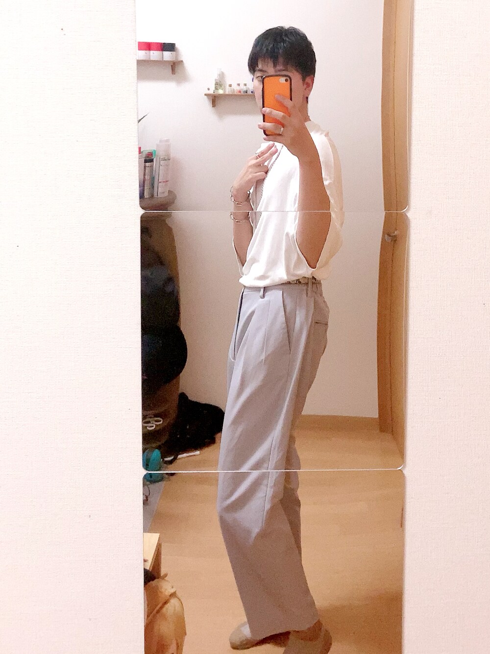 「WYM LIDNMの【WYM LIDNM】PE W-POCKET SHIRT SET-UP（シャツ/ブラウス、ブルー系）」を使った、bashoさん（メンズ・171cm）の夏コーディネートの1枚目の写真