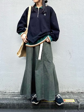 「ハーフジップ」｜yukinaさん（レディース・157cm）の秋コーディネート