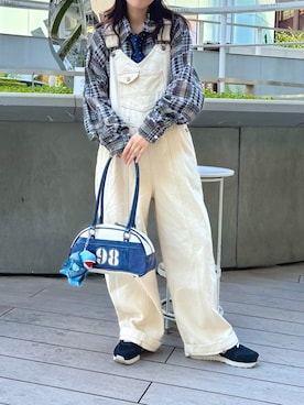 「アイテム（サロペット/オーバーオール、ホワイト系）」を使った、yukinaさん（レディース・157cm）の夏コーディネート