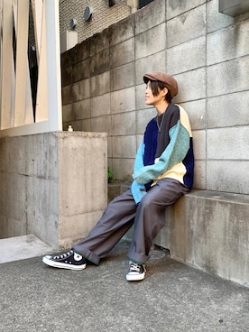 「コンバース ハイカット」｜「アイテム（ハンチング/ベレー帽）」を使った、yukinaさん（レディース・156cm）の秋コーディネート