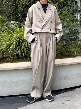 「DOUBLE NAME（ダブルネーム）のアイテム（パンツ）」を使った、yukinaさん（レディース・157cm）の冬コーディネート