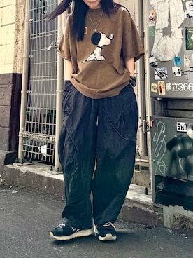 「DOUBLE NAME（ダブルネーム）のアイテム（パンツ）」を使った、yukinaさん（レディース・157cm）の春コーディネート