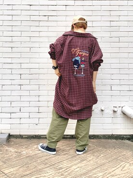 「レトロ」｜「アイテム（キャップ）」を使った、yukinaさん（レディース・156cm）の夏コーディネート