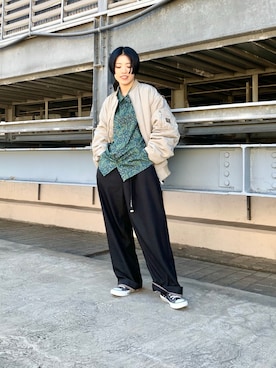 「DOUBLE NAME（ダブルネーム）のアイテム（ブルゾン）」を使った、yukinaさん（レディース・156cm）の秋コーディネート