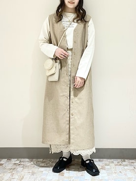 「透かし編みスカート」｜manaty.さん（レディース・159cm）の春コーディネート