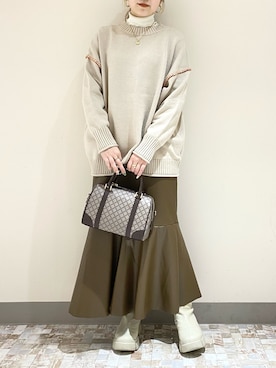 「ステッチ」｜「アイテム（その他）」を使った、manaty.さん（レディース・159cm）の冬コーディネート