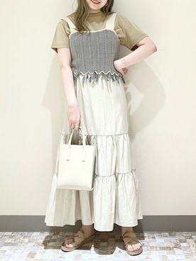 「LOWRYS FARM（ローリーズファーム）のフリンジビスチェ　947813（ベスト）」を使った、manaty.さん（レディース・159cm）の夏コーディネート