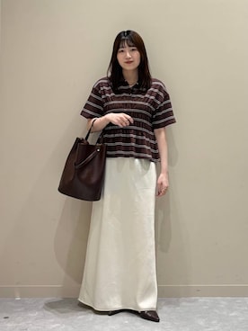 「LOWRYS FARM（ローリーズファーム）のステンレスフープチョーカー 127295（チョーカー、ゴールド系）」を使った、manaty.さん（レディース・159cm）の秋コーディネート