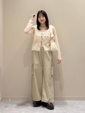 「LOWRYS FARM（ローリーズファーム）のボリュームローファー　634544（ローファー、ブラウン系）」を使った、manaty.さん（レディース・159cm）の春コーディネート