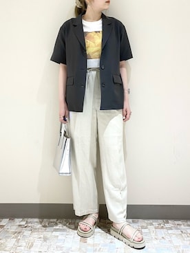 Tシャツ カットソーを使った 半袖ジャケット のレディース人気ファッションコーディネート Wear
