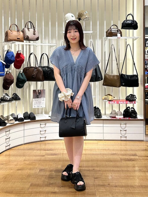 LOWRYS FARM　シャーリングチュニックフレンチスリーブ　ブラウン 新品】LOWRYS FARM シャーリングチュニックフレンチスリーブ