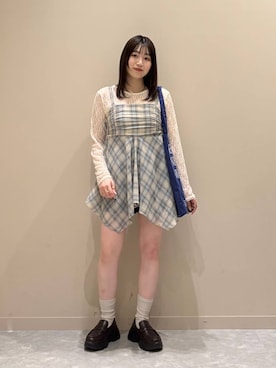 「LOWRYS FARM（ローリーズファーム）のステンレスフープチョーカー 127295（チョーカー、ゴールド系）」を使った、manaty.さん（レディース・159cm）の春コーディネート