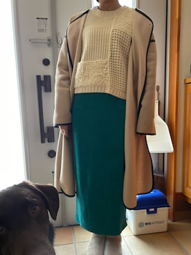 「JUNOAH（ジュノア）のアイテム（ノーカラーコート）」を使った、labuさん（レディース・165cm）の春コーディネート