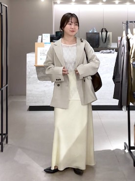 「LOWRYS FARM（ローリーズファーム）のストレッチサテンスカート　 290120（スカート、イエロー系）」を使った、これとすさん（レディース・150cm）の春コーディネート