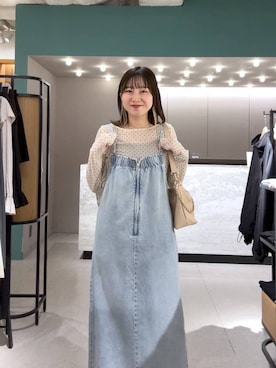 「LOWRYS FARM（ローリーズファーム）のチェーンツキ２ＷＡＹショルダー　634539（ショルダーバッグ、ベージュ系）」を使った、これとすさん（レディース・150cm）の春コーディネート