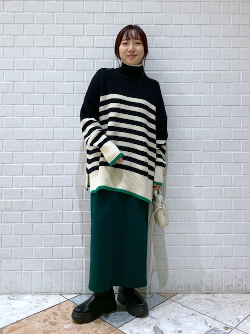 セール】ボーダーハイネックロングスリーブ 174744（ニット/セーター