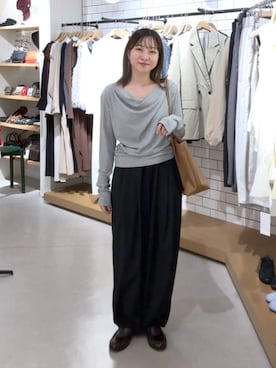 「LOWRYS FARM（ローリーズファーム）のイージーワイドコクーンパンツ 327286（その他パンツ、ブラック系）」を使った、これとすさん（レディース・150cm）の春コーディネート