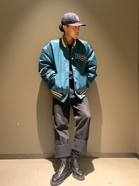 「DIESEL（ディーゼル）のアイテム（スタジャン）」を使った、　Ryujiさん（メンズ・168cm）の秋コーディネート