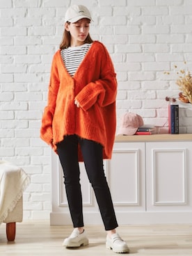 「アイテム（カーディガン/ボレロ、オレンジ系）」を使った、acro  store  Co.Ltdさん（レディース・163cm）の秋コーディネート