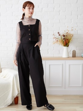 「ブラック」｜「アイテム（セットアップ）」を使った、acro  store  Co.Ltdさん（レディース・163cm）の秋コーディネート