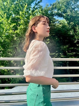 「アイテム（デニムパンツ、グリーン系）」を使った、acro  store  Co.Ltdさん（レディース・163cm）の夏コーディネート