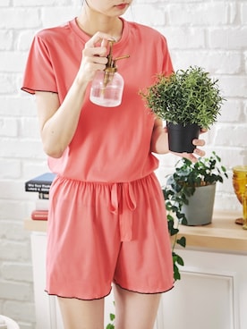 「アイテム（ルームウェア、ピンク系）」を使った、acro  store  Co.Ltdさん（レディース・163cm）の夏コーディネート