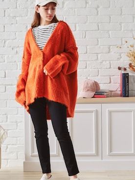 「アイテム（カーディガン/ボレロ、オレンジ系）」を使った、acro  store  Co.Ltdさん（レディース・163cm）の夏コーディネート