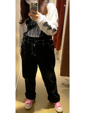 「アウターコーデ」｜「アイテム（オールインワン・サロペット）」を使った、Nayulliyさん（レディース・150cm）の冬コーディネート