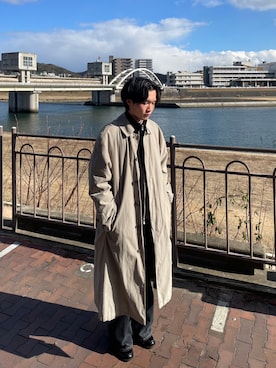 「春服デビュー宣言」｜「アイテム（ステンカラーコート）」を使った、歩夢さん（メンズ・167cm）の春コーディネート