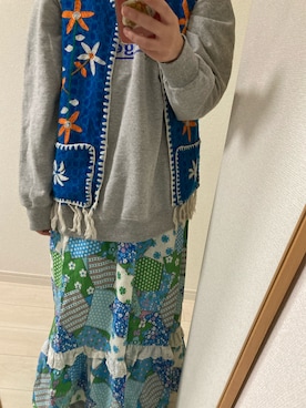 「パッチワーク柄」｜ぷ太郎さん（レディース・153cm）の冬コーディネート