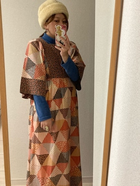 「70'sコーデ」｜「アイテム（ワンピース/ドレス）」を使った、ぷ太郎さん（レディース・153cm）の冬コーディネート
