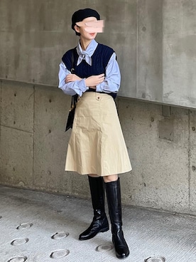 「膝丈スカート」｜あさこさん（レディース・164cm）の秋コーディネート