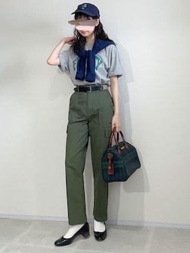 「CLANE（クラネ）のアイテム（カーゴパンツ）」を使った、あさこさん（レディース・164cm）の夏コーディネート