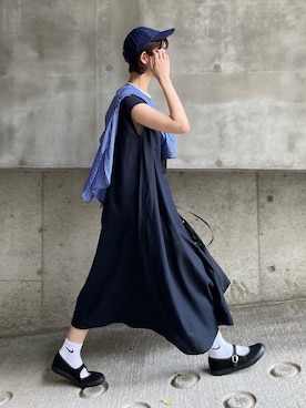 「アイテム（バレエシューズ）」を使った、あさこさん（レディース・164cm）の夏コーディネート
