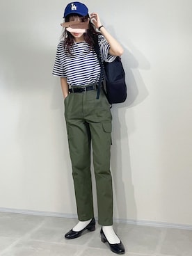 「CLANE（クラネ）のアイテム（カーゴパンツ）」を使った、あさこさん（レディース・164cm）の夏コーディネート