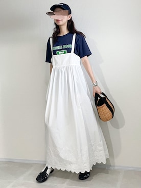 「キャップ女子」｜あさこさん（レディース・164cm）の夏コーディネート