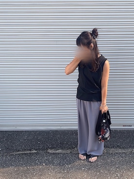 「Graphpaper（グラフペーパー）のアイテム（パンツ）」を使った、みさん（レディース・155cm）の夏コーディネート