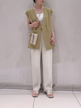 「トングサンダル」｜「アイテム（ノーカラージャケット）」を使った、たっつんさん（レディース・166cm）の夏コーディネート