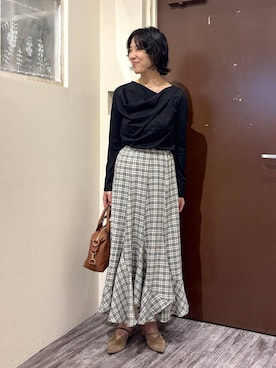 「mysty woman（ミスティウーマン）のアイテム（Tシャツ/カットソー）」を使った、たっつんさん（レディース・166cm）の秋コーディネート