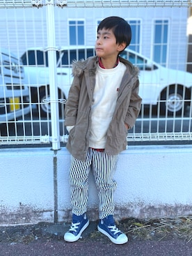 「キッズファッション」｜「アイテム（モッズコート）」を使った、YUKI☆さん（キッズ・123cm）の冬コーディネート