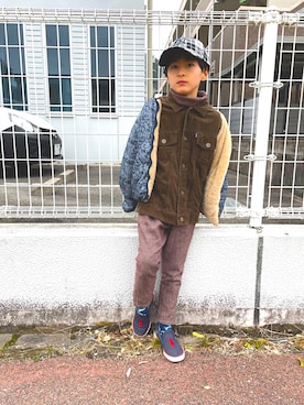 「チョコ色に染まれ」｜「アイテム（モッズコート）」を使った、YUKI☆さん（キッズ・123cm）の冬コーディネート