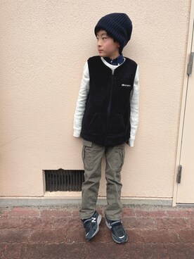 「Champion（チャンピオン）のアイテム（ジャケット/アウター）」を使った、YUKI☆さん（キッズ・130cm）の冬コーディネート