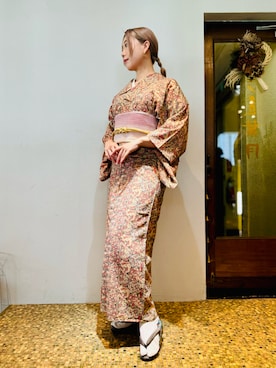 「着物」｜「アイテム（サンダル）」を使った、芽ねぎさん（レディース・169cm）の夏コーディネート