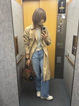 「アイテム（デジタル腕時計）」を使った、芽ねぎさん（レディース・169cm）の秋コーディネート