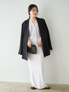 「plage（プラージュ）の《一部店舗・WEB限定追加》R’IAM AIR ジャケット（その他アウター、ブラック系）」を使った、risaさん（レディース・156cm）の春コーディネート
