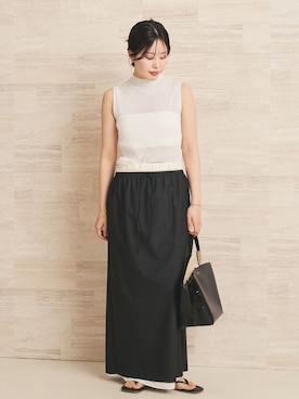 「plage（プラージュ）のtoropical layered スカート（スカート、ブラック系）」を使った、risaさん（レディース・156cm）の春コーディネート