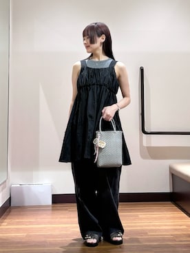 「RODE SKO（ロデスコ）のダブルベルテッドサンダル（サンダル、ブラック系）」を使った、とももももさん（レディース・157cm）の夏コーディネート
