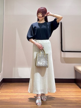 「ITEMS URBANRESEARCH（アイテムズ アーバンリサーチ）の袖デザインカットソー（Tシャツ/カットソー、ブラック系）」を使った、とももももさん（レディース・157cm）の夏コーディネート