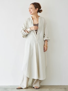 「raspail（ラスパイユ）の【Raspail/ラスパイユ】Standard Silk Pants（スラックス、ベージュ系）」を使った、MIOさん（レディース・149cm）の春コーディネート